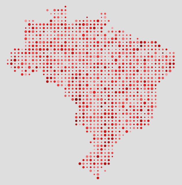 Mapa do Brasil representando a abrangência nacional do programa Gás do Povo